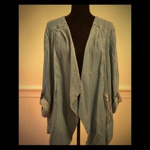 EUC- Chambray Waterfall Jacket by Chico’s